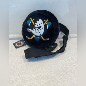 New NHL Mighty Ducks Anaheim Black Plush Waist Crossbody Pouch Bag Unisex